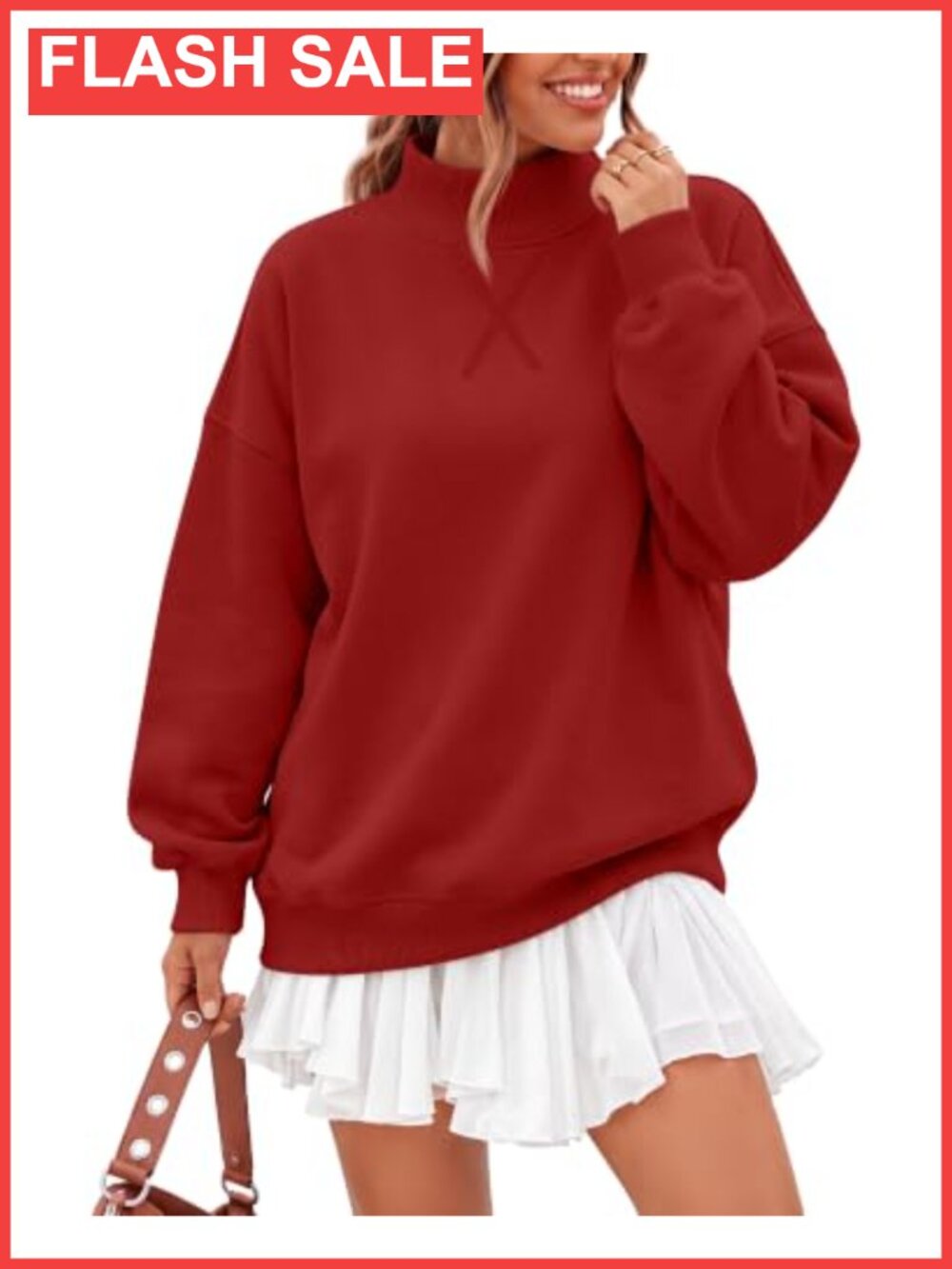Women's Oversized Sweatshirt Mock Neck Pullover Long Sleeve Fall Winter Top